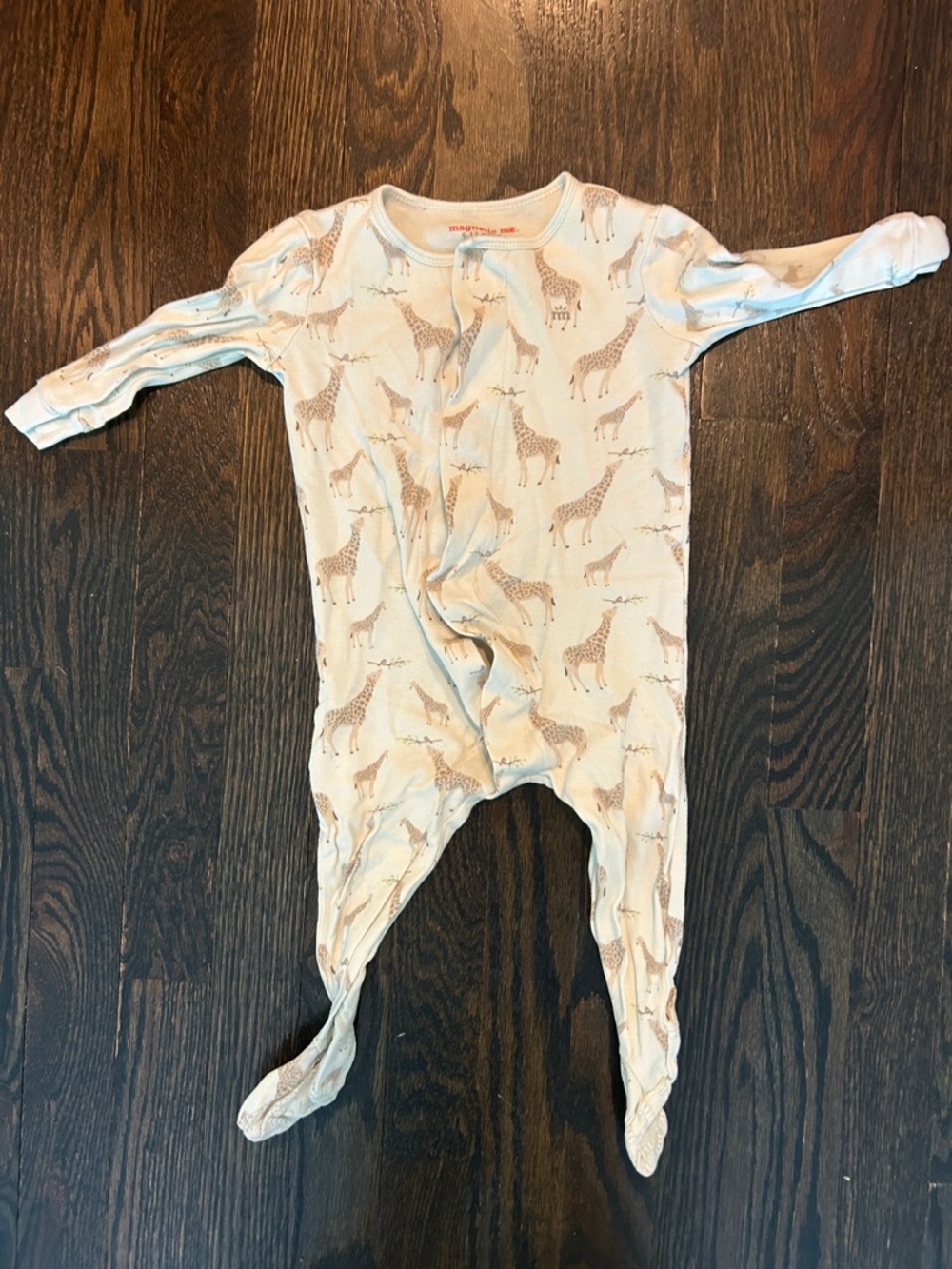 Magnetic Me Cream & Brown Giraffe Footed One-Piece